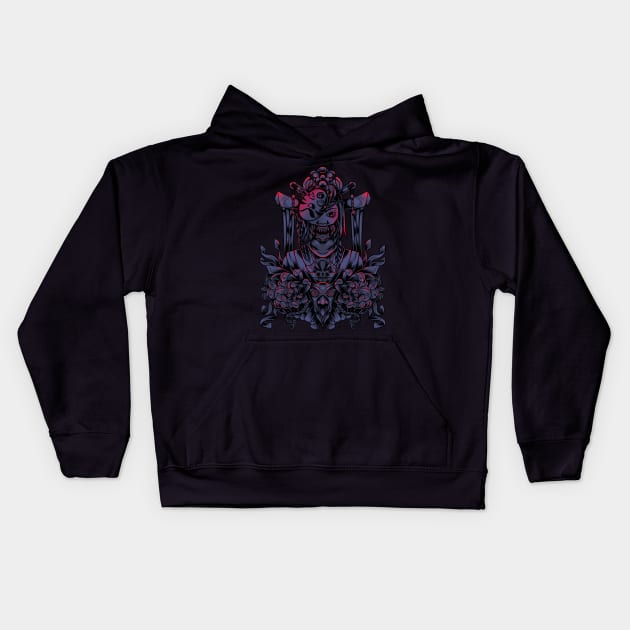 geisha ronin samurai Kids Hoodie by Bayuktx